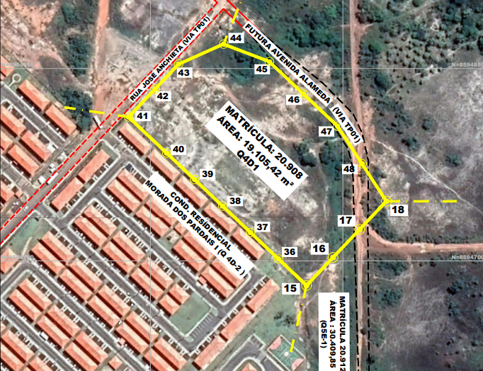 Terrenos com área total de 81.961,44 m²